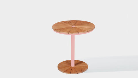 reddie-raw outdoor dining table round 60dia x 75H *cm / Solid Reclaimed Wood Teak~Natural / Metal~Pink Bob Outdoor Pedestal Cafe & Bar Table (2 heights)