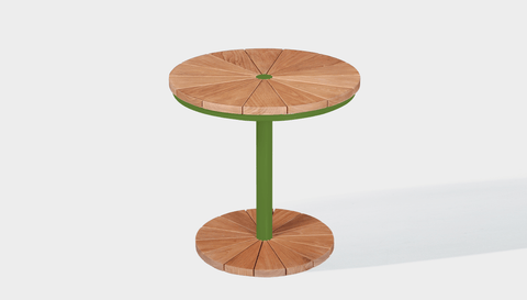 reddie-raw outdoor coffee table ( 60dia x 45 H) *cm / Solid Reclaimed Wood Teak~Natural / Metal~Green Bob Outdoor Pedestal Coffee Table