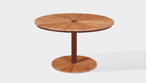 reddie-raw outdoor round dining table 120dia x 75H *cm / Solid Reclaimed Wood Teak~Natural / Metal~Rust Bob Outdoor Pedestal Table