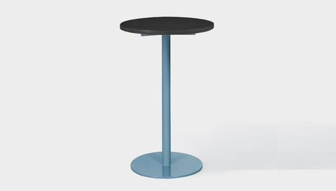 reddie-raw round 60dia x 100H *cm / Solid Reclaimed Wood Teak~Black / Metal~Blue Bob Pedestal Cafe & Bar Table (2 heights)