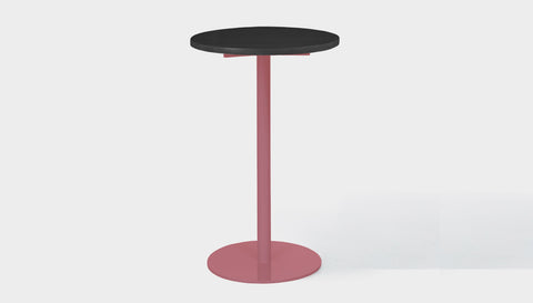reddie-raw round 60dia x 100H *cm / Solid Reclaimed Wood Teak~Black / Metal~Pink Bob Pedestal Cafe & Bar Table (2 heights)