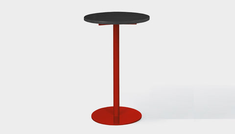 reddie-raw round 60dia x 100H *cm / Solid Reclaimed Wood Teak~Black / Metal~Red Bob Pedestal Cafe & Bar Table (2 heights)