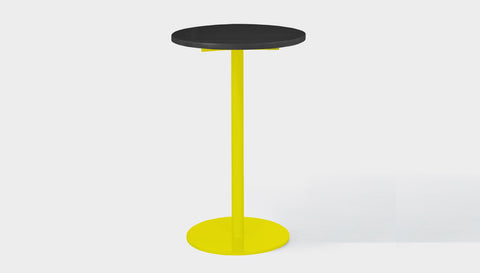 reddie-raw round 60dia x 100H *cm / Solid Reclaimed Wood Teak~Black / Metal~Yellow Bob Pedestal Cafe & Bar Table (2 heights)
