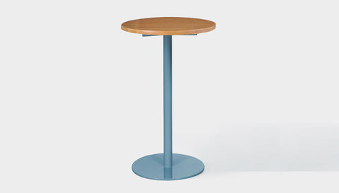 reddie-raw round 60dia x 100H *cm / Solid Reclaimed Wood Teak~Natural / Metal~Blue Bob Pedestal Cafe & Bar Table (2 heights)