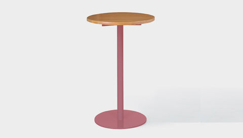 reddie-raw round 60dia x 100H *cm / Solid Reclaimed Wood Teak~Natural / Metal~Pink Bob Pedestal Cafe & Bar Table (2 heights)