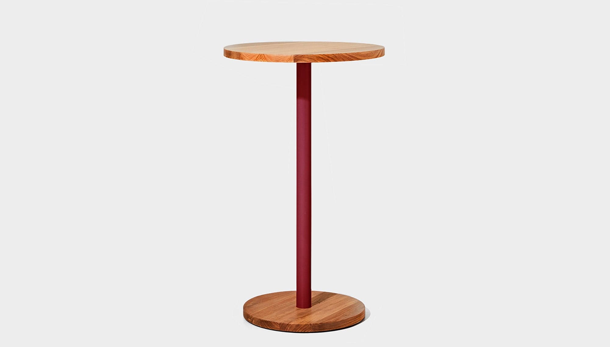 reddie-raw cafe & bar pedestal table 60dia x 100H *cm / Solid Reclaimed Wood Teak~Natural / Metal~Red Bob Pedestal Cafe & Bar Table (2 heights)