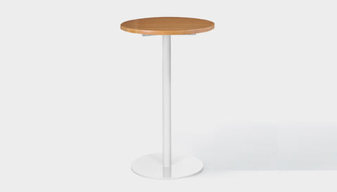 reddie-raw round 60dia x 100H *cm / Solid Reclaimed Wood Teak~Natural / Metal~White Bob Pedestal Cafe & Bar Table (2 heights)