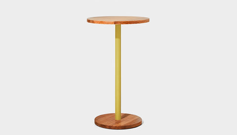 reddie-raw cafe & bar pedestal table 60dia x 100H *cm / Solid Reclaimed Wood Teak~Natural / Metal~Yellow Bob Pedestal Cafe & Bar Table (2 heights)