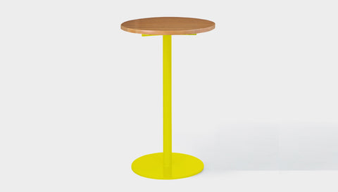 reddie-raw round 60dia x 100H *cm / Solid Reclaimed Wood Teak~Natural / Metal~Yellow Bob Pedestal Cafe & Bar Table (2 heights)
