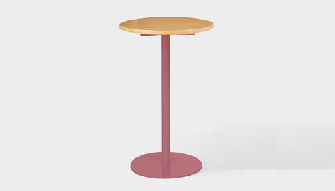 reddie-raw round 60dia x 100H *cm / Solid Reclaimed Wood Teak~Oak / Metal~Pink Bob Pedestal Cafe & Bar Table (2 heights)