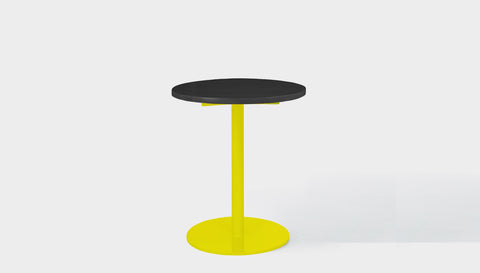 reddie-raw round 60dia x 75H *cm / Solid Reclaimed Wood Teak~Black / Metal~Yellow Bob Pedestal Cafe & Bar Table (2 heights)