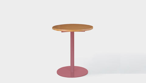reddie-raw round 60dia x 75H *cm / Solid Reclaimed Wood Teak~Natural / Metal~Pink Bob Pedestal Cafe & Bar Table (2 heights)