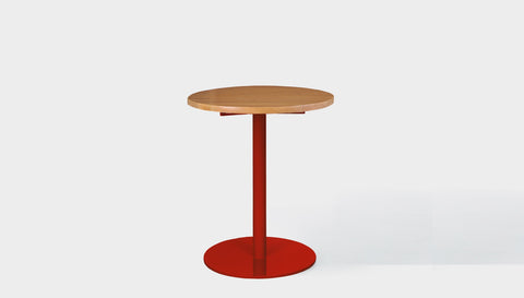 reddie-raw round 60dia x 75H *cm / Solid Reclaimed Wood Teak~Natural / Metal~Red Bob Pedestal Cafe & Bar Table (2 heights)