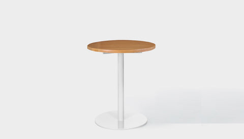 reddie-raw round 60dia x 75H *cm / Solid Reclaimed Wood Teak~Natural / Metal~White Bob Pedestal Cafe & Bar Table (2 heights)