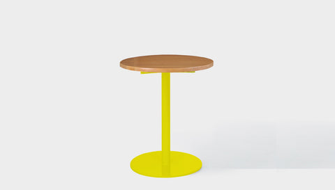 reddie-raw round 60dia x 75H *cm / Solid Reclaimed Wood Teak~Natural / Metal~Yellow Bob Pedestal Cafe & Bar Table (2 heights)