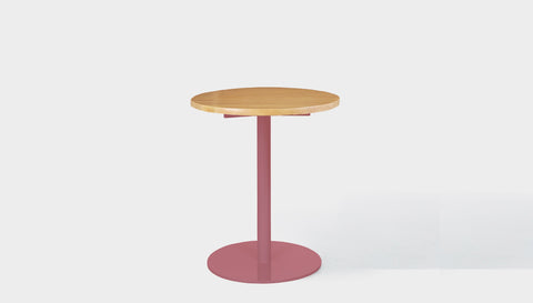 reddie-raw round 60dia x 75H *cm / Solid Reclaimed Wood Teak~Oak / Metal~Pink Bob Pedestal Cafe & Bar Table (2 heights)