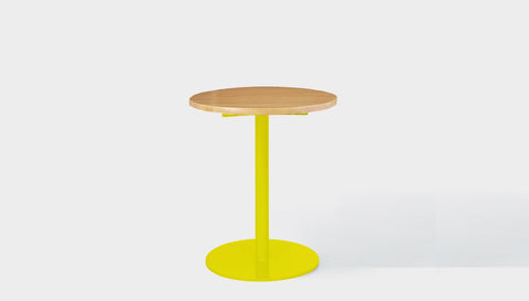 reddie-raw round 60dia x 75H *cm / Solid Reclaimed Wood Teak~Oak / Metal~Yellow Bob Pedestal Cafe & Bar Table (2 heights)