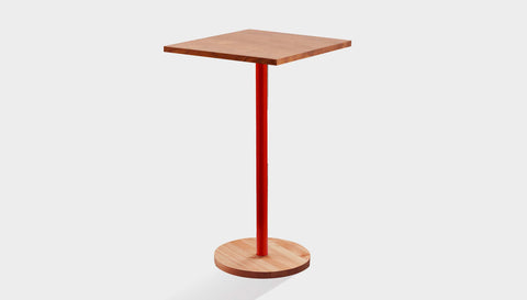 reddie-raw cafe & bar pedestal table 60 x 60 x 100H *cm / Solid Reclaimed Wood Teak~Natural / Metal~Red Bob Pedestal Square Cafe & Bar Table  Square (2 heights)