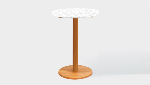 reddie-raw round 60 dia x 100H *cm / Recycled Bottle Tops~Dalmation / Solid Reclaimed Wood Teak~Natural Bob Pedestal Table Cafe & Bar Table- Recycled Bottle Tops (2 heights)