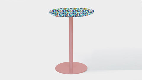 reddie-raw round 60 dia x 100H *cm / Recycled Bottle Tops~Freckles / Metal~Pink Bob Pedestal Table Cafe & Bar Table- Recycled Bottle Tops (2 heights)