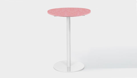 reddie-raw round 60 dia x 100H *cm / Recycled Bottle Tops~Peach / Metal~White Bob Pedestal Table Cafe & Bar Table- Recycled Bottle Tops (2 heights)