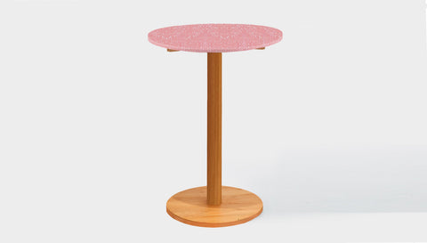 reddie-raw round 60 dia x 100H *cm / Recycled Bottle Tops~Peach / Solid Reclaimed Wood Teak~Natural Bob Pedestal Table Cafe & Bar Table- Recycled Bottle Tops (2 heights)