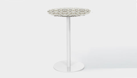 reddie-raw round 60 dia x 100H *cm / Recycled Bottle Tops~Pearl / Metal~White Bob Pedestal Table Cafe & Bar Table- Recycled Bottle Tops (2 heights)