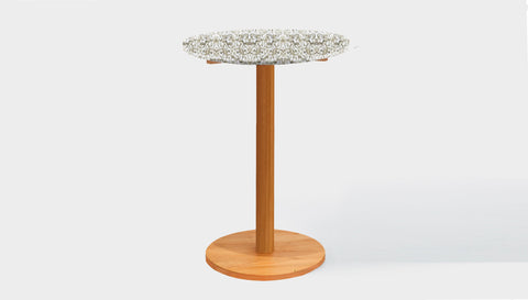 reddie-raw round 60 dia x 100H *cm / Recycled Bottle Tops~Pearl / Solid Reclaimed Wood Teak~Natural Bob Pedestal Table Cafe & Bar Table- Recycled Bottle Tops (2 heights)