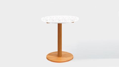 reddie-raw round 60dia x 75H *cm / Recycled Bottle Tops~Dalmation / Solid Reclaimed Wood Teak~Natural Bob Pedestal Table Cafe & Bar Table- Recycled Bottle Tops (2 heights)