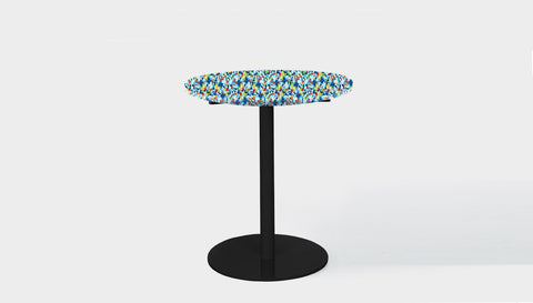 reddie-raw round 60dia x 75H *cm / Recycled Bottle Tops~Freckles / Metal~Black Bob Pedestal Table Cafe & Bar Table- Recycled Bottle Tops (2 heights)