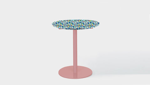 reddie-raw round 60dia x 75H *cm / Recycled Bottle Tops~Freckles / Metal~Pink Bob Pedestal Table Cafe & Bar Table- Recycled Bottle Tops (2 heights)