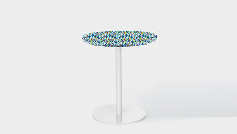reddie-raw round 60dia x 75H *cm / Recycled Bottle Tops~Freckles / Metal~White Bob Pedestal Table Cafe & Bar Table- Recycled Bottle Tops (2 heights)