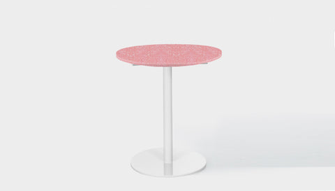 reddie-raw round 60dia x 75H *cm / Recycled Bottle Tops~Peach / Metal~White Bob Pedestal Table Cafe & Bar Table- Recycled Bottle Tops (2 heights)