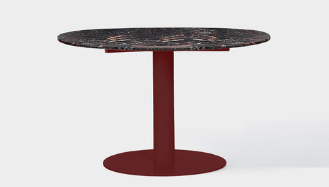 reddie-raw round 60dia x 75H *cm / Stone~Black Veined Marble / Metal~Rust Bob Pedestal Table - Marble