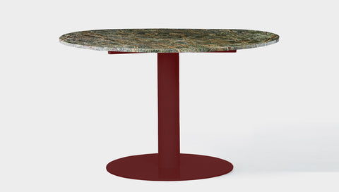 reddie-raw round 60dia x 75H *cm / Stone~Forest Green / Metal~Rust Bob Pedestal Table - Marble