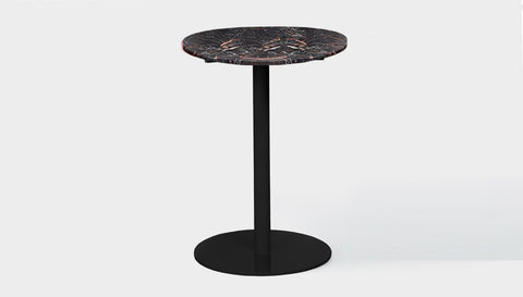 reddie-raw round 60dia x 100H *cm / Stone~Black Veined Marble / Metal~Black Bob Pedestal Table Marble Cafe & Bar Table (2 heights)