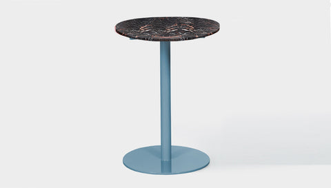 reddie-raw round 60dia x 100H *cm / Stone~Black Veined Marble / Metal~Blue Bob Pedestal Table Marble Cafe & Bar Table (2 heights)