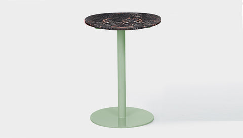 reddie-raw round 60dia x 100H *cm / Stone~Black Veined Marble / Metal~Mint Bob Pedestal Table Marble Cafe & Bar Table (2 heights)