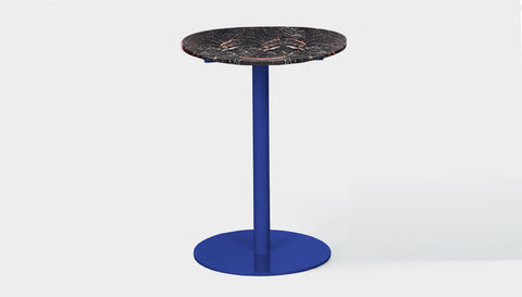 reddie-raw round 60dia x 100H *cm / Stone~Black Veined Marble / Metal~Navy Bob Pedestal Table Marble Cafe & Bar Table (2 heights)