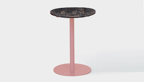 reddie-raw round 60dia x 100H *cm / Stone~Black Veined Marble / Metal~Pink Bob Pedestal Table Marble Cafe & Bar Table (2 heights)