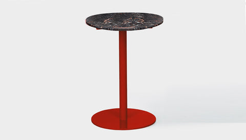 reddie-raw round 60dia x 100H *cm / Stone~Black Veined Marble / Metal~Red Bob Pedestal Table Marble Cafe & Bar Table (2 heights)