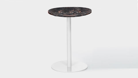 reddie-raw round 60dia x 100H *cm / Stone~Black Veined Marble / Metal~White Bob Pedestal Table Marble Cafe & Bar Table (2 heights)