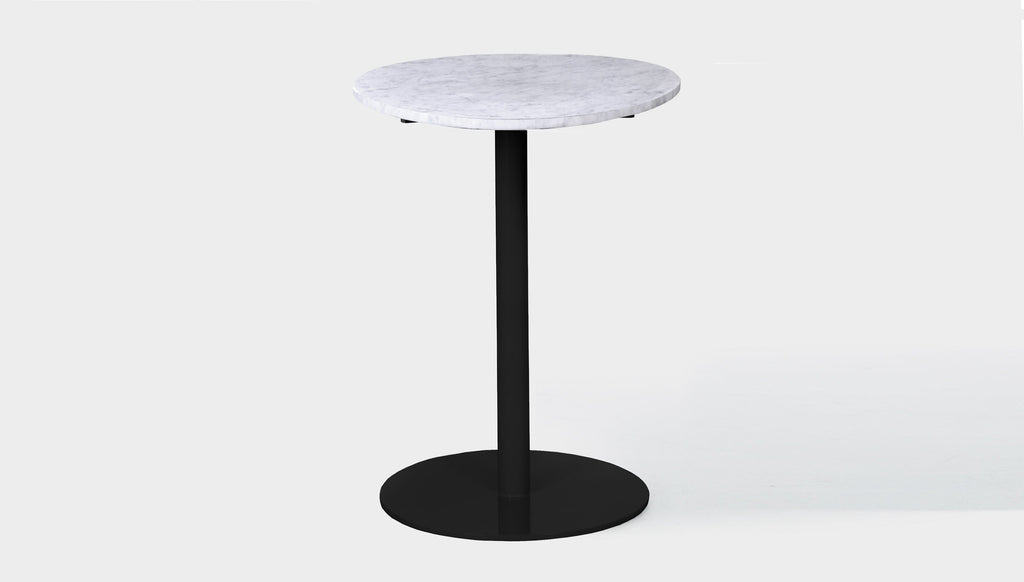 reddie-raw round 60dia x 100H *cm / Stone~White Veined Marble / Metal~Black Bob Pedestal Table Marble Cafe & Bar Table (2 heights)