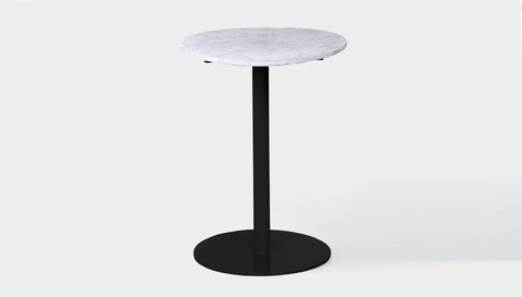 reddie-raw round 60dia x 100H *cm / Stone~White Veined Marble / Metal~Black Bob Pedestal Table Marble Cafe & Bar Table (2 heights)