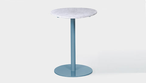 reddie-raw round 60dia x 100H *cm / Stone~White Veined Marble / Metal~Blue Bob Pedestal Table Marble Cafe & Bar Table (2 heights)