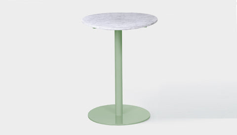 reddie-raw round 60dia x 100H *cm / Stone~White Veined Marble / Metal~Mint Bob Pedestal Table Marble Cafe & Bar Table (2 heights)