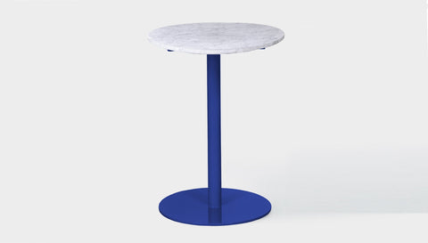 reddie-raw round 60dia x 100H *cm / Stone~White Veined Marble / Metal~Navy Bob Pedestal Table Marble Cafe & Bar Table (2 heights)