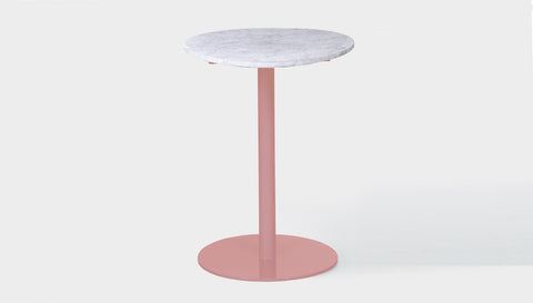 reddie-raw round 60dia x 100H *cm / Stone~White Veined Marble / Metal~Pink Bob Pedestal Table Marble Cafe & Bar Table (2 heights)