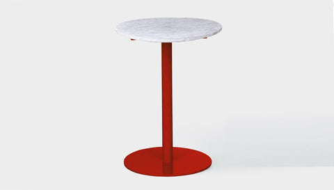 reddie-raw round 60dia x 100H *cm / Stone~White Veined Marble / Metal~Red Bob Pedestal Table Marble Cafe & Bar Table (2 heights)