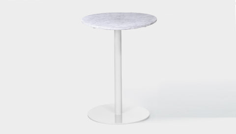 reddie-raw round 60dia x 100H *cm / Stone~White Veined Marble / Metal~White Bob Pedestal Table Marble Cafe & Bar Table (2 heights)